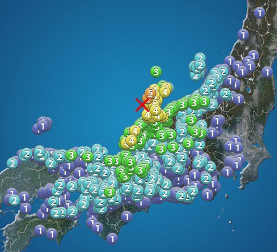 日本石川县附近海域11月26日21:47发生6.6级地震，震源深度7千米