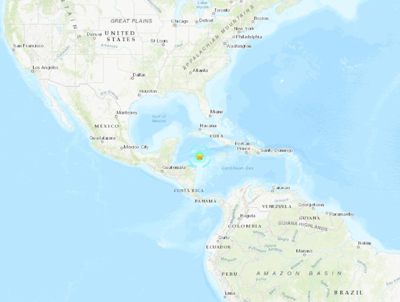 加勒比海开曼群岛附近海域北京时间2月9日7时23分发生7.6级地震，震源深度10公里
